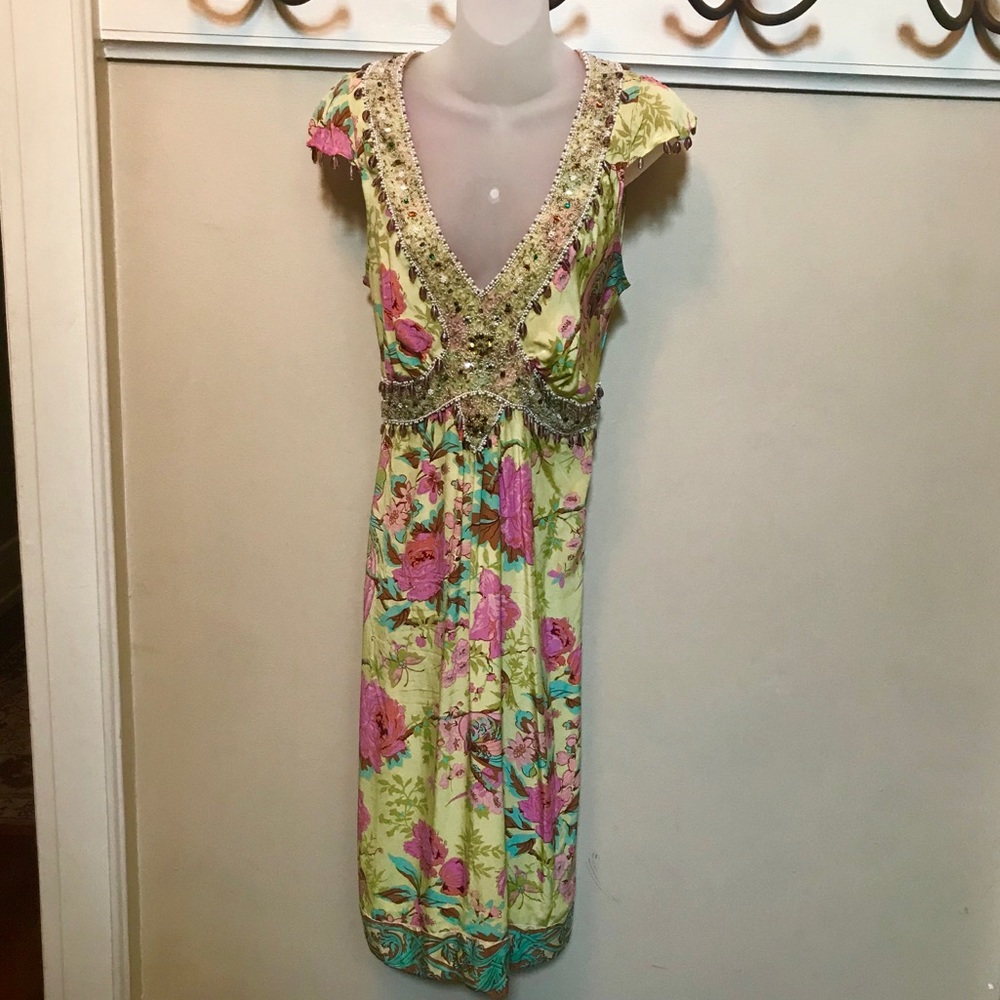 Plenty by Tracy Reese Silk Floral Dress with Beads